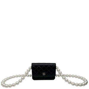 Chanel  Maxi Pearl Mini Quilted Leather WOC Crossbody Bag Black
